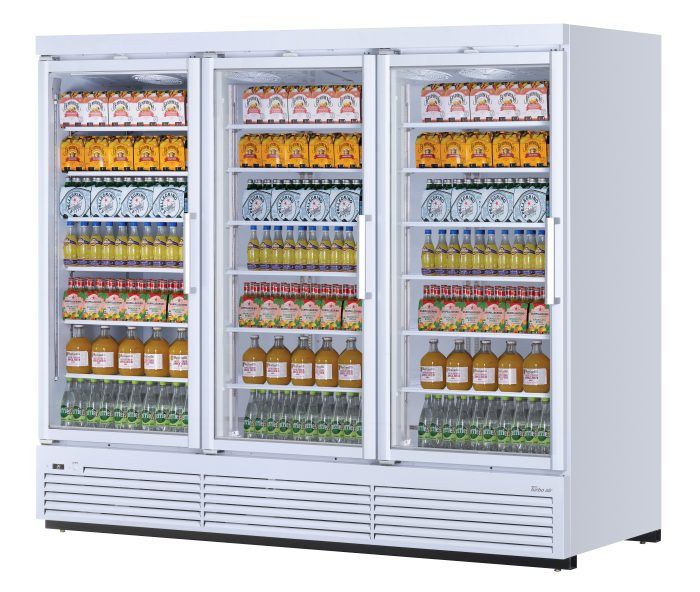 Turbo Air TJMR-85SDW(B)-N, Commercial Super Deluxe Refrigerated Merchandiser, three-section, 97 cu. ft.